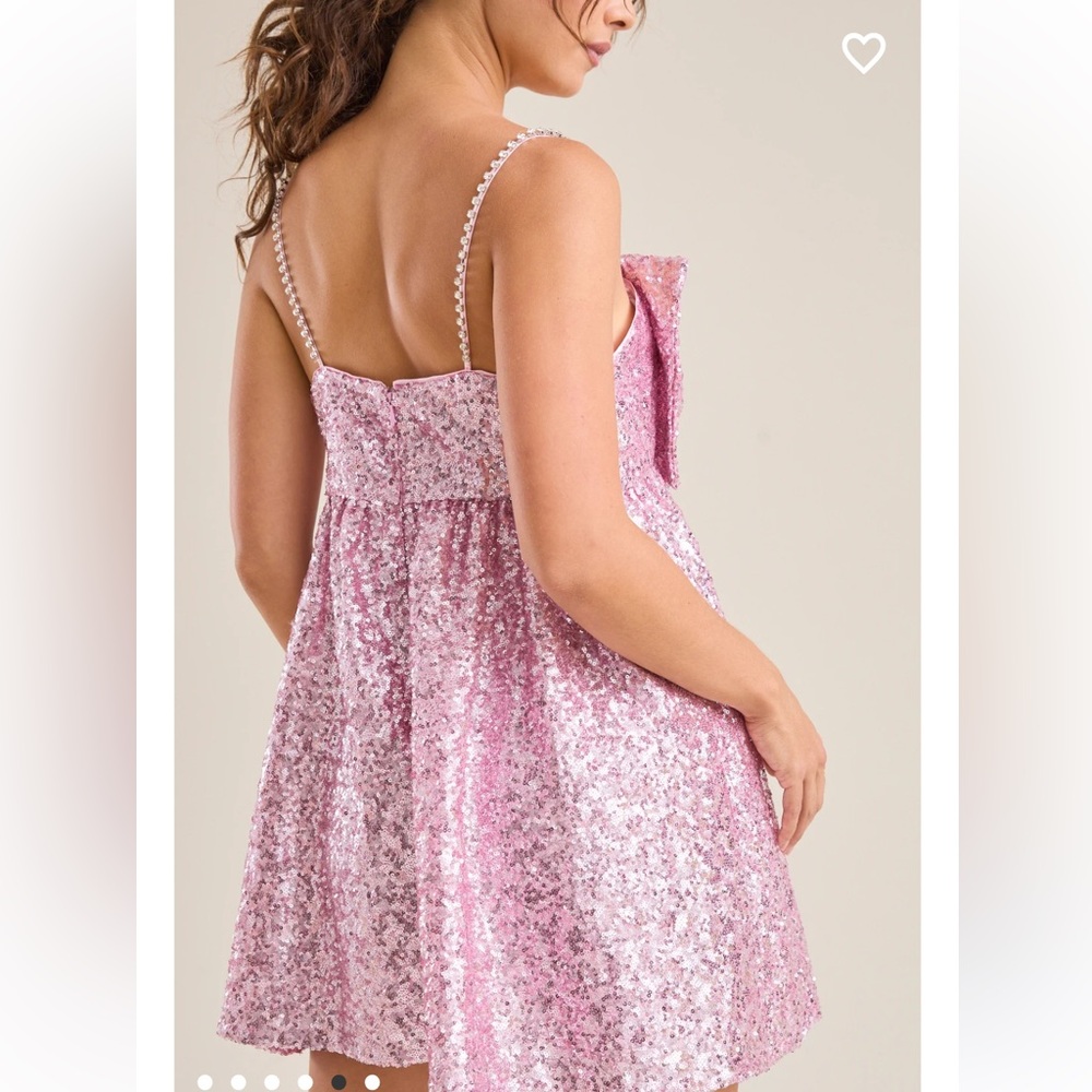 Altar'd State Pink Sequin Mini Dress with Bow - Picture 5 of 10